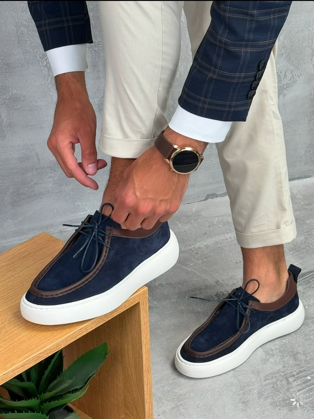 Sebago cipele sa neobičnim detaljima od prave kože👞.Cene-👞Cipele 11.990 rsd (105€)👖Pantalone (9) Hakiki Deri Günlük Erkek Ayakkabı TER8579 - Lacivert - Görsel 1